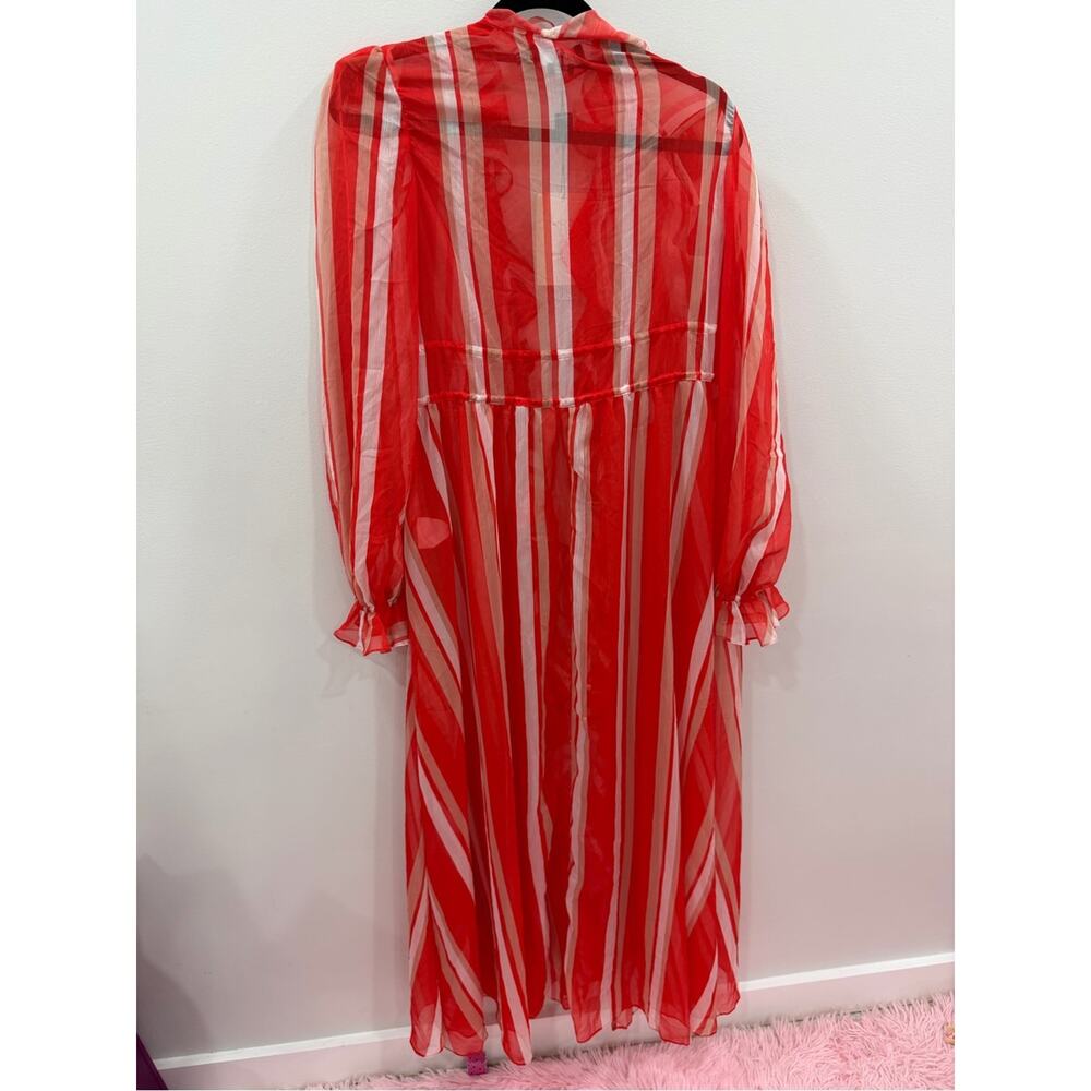 PatBO Red and White Striped Sheer Ruffle Robe Cover - Picture 9 of 10